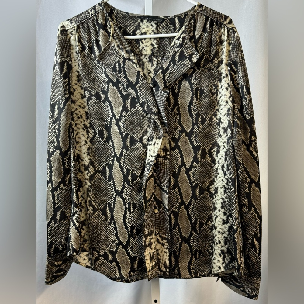Jones of New York Snakeskin Long Sleeve Button‎ Front Blouse size 14 - Picture 10 of 10